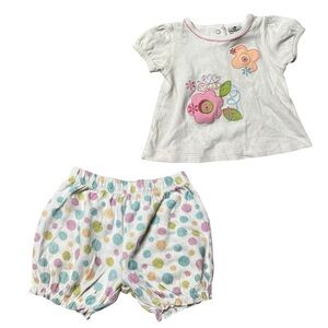 ◻️ABSORBA: Girl 12 M, floral & polka dot theme short & top set preloved◻️